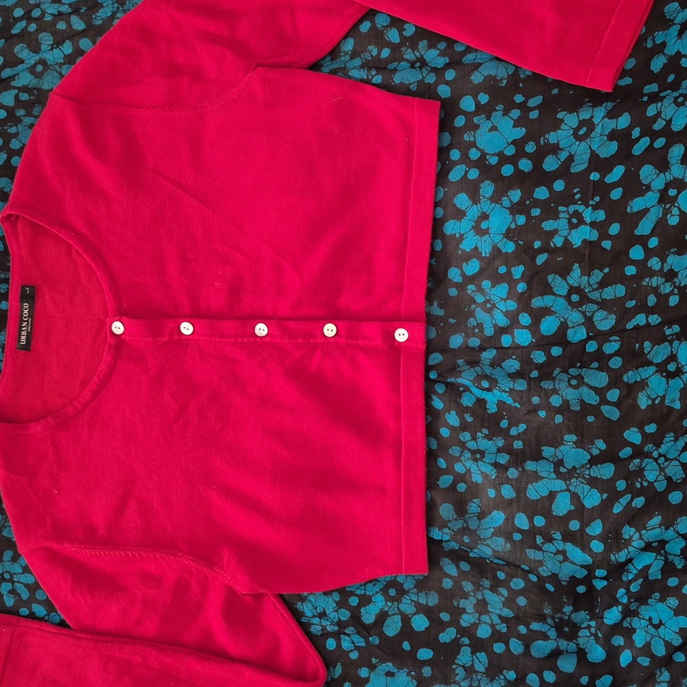 Red Button-Up Cardigan - Picture 3 of 12